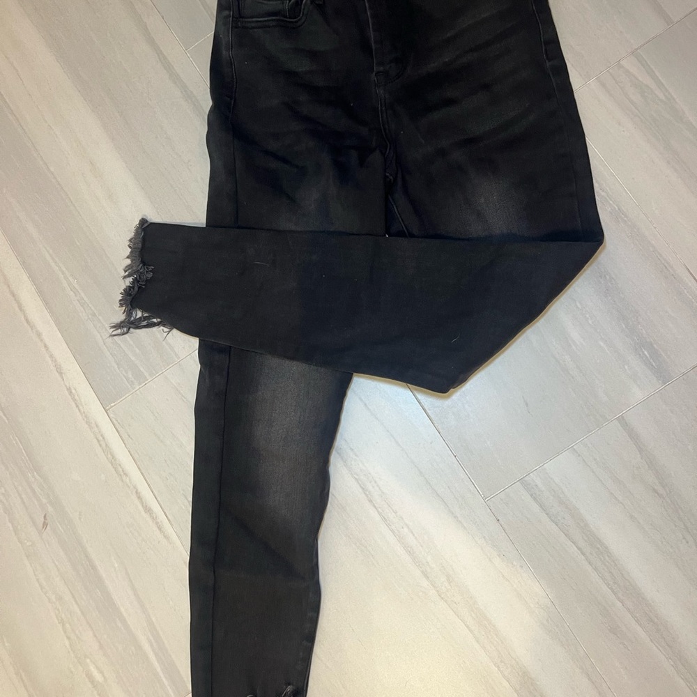 Fashion Nova Black Skinny Jeans with Distressed Hem